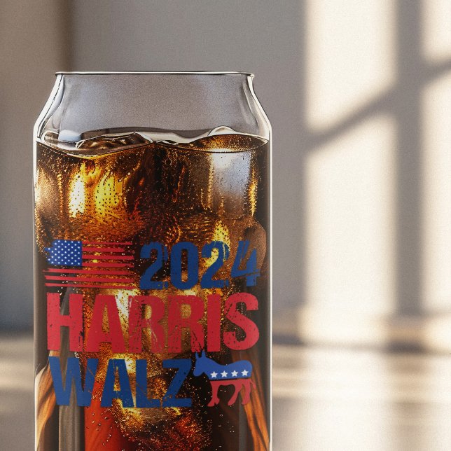 Verre Canette Élection démocrate d'âne de Harris Walz 2024 (Créateur téléchargé)