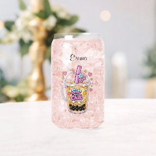 Verre Canette élégance du bubble tea esthétique fantaisiste sur 