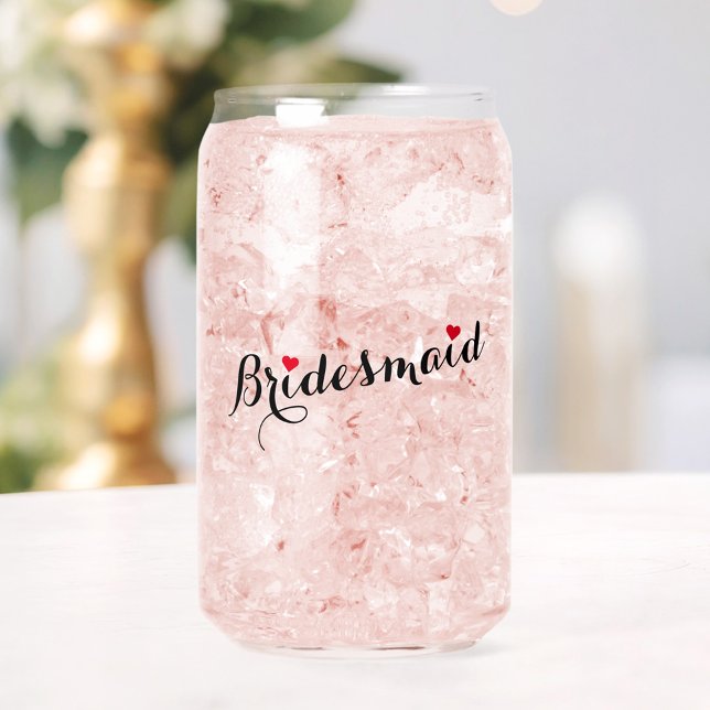 Verre Canette Élégant Chic Bridesmaid Mariage de coeur Bachelore (Elegant Chic Bridesmaid Heart Wedding Bachelorette Can Glass)