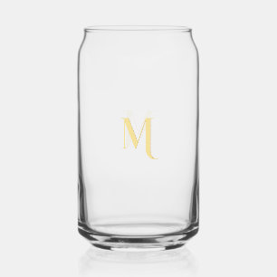 Verre Canette Élégant Moderne Faux Monogramme Script Doré Chic