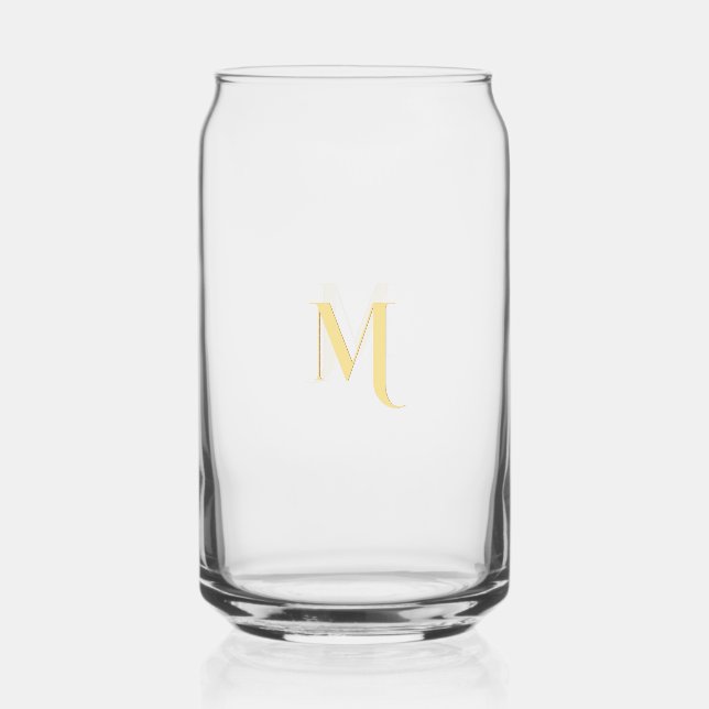 Verre Canette Élégant Moderne Faux Monogramme Script Doré Chic (Recto)