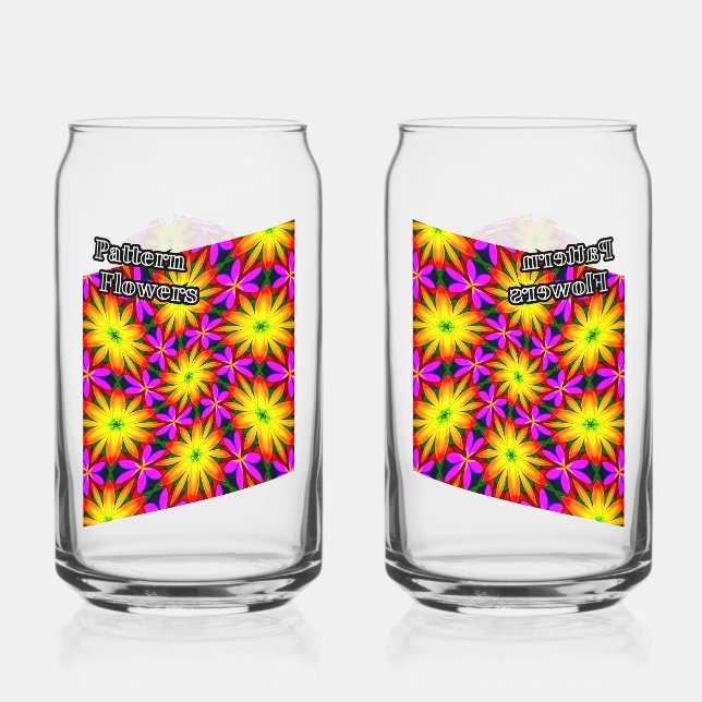 Verre Canette Élégant Motif à fleurs orange (Recto)