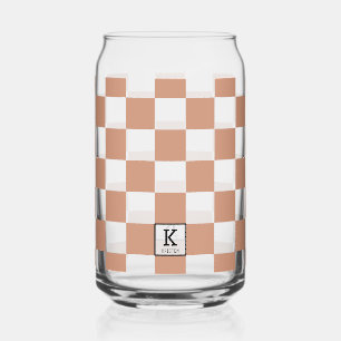 Verre Canette Élégant Motif Monogramme en terre cuite Check