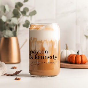 Verre Canette Elégant Personnalisé Avec Nom Mariage Réception