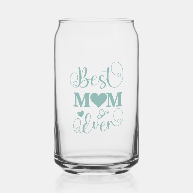 Verre Canette Élégant script turquoise "Best Mom Ever" (Recto)