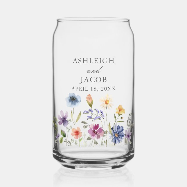 Verre Canette Elegant Wildflower Spring Wedding Personalized (Recto)