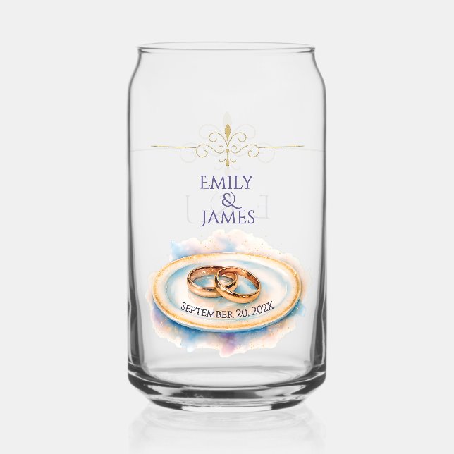 Verre Canette Elégante aquarelle Golden Rose Mariage Cercles (Verso)