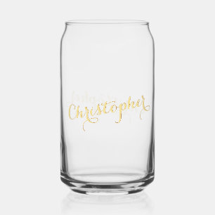 Verre Canette Élégante écriture calligraphique en faux or Chic m