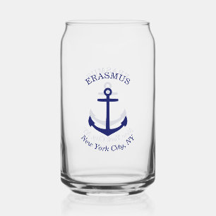 Verre Canette Emblème d'Ancre bleue personnalisée