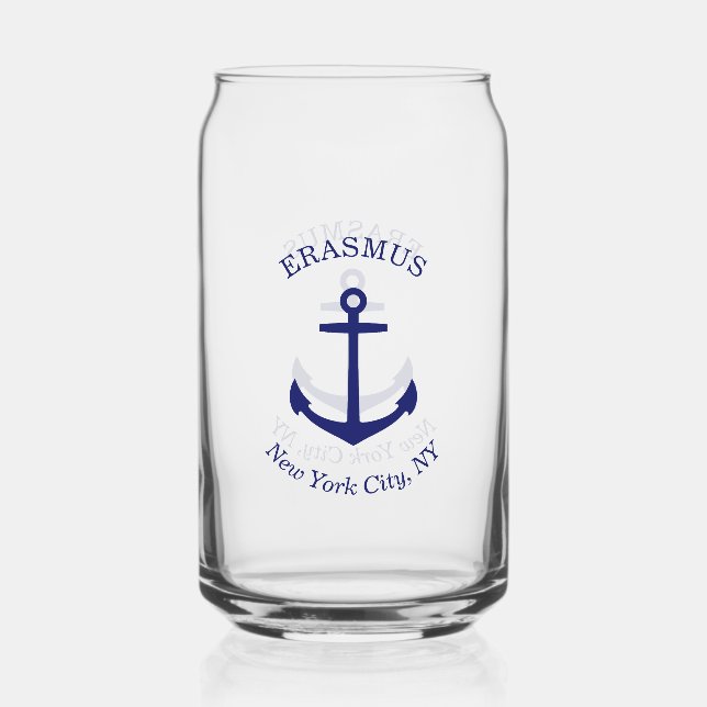 Verre Canette Emblème d'Ancre bleue personnalisée (Recto)