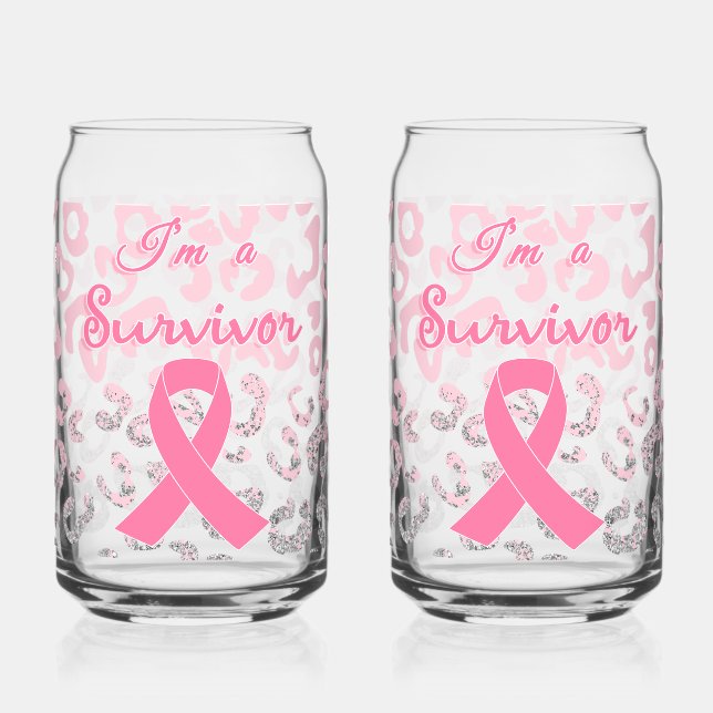 Verre Canette Empowering 'I'm A Survivor' Breast Cancer Triumph (Gauche)
