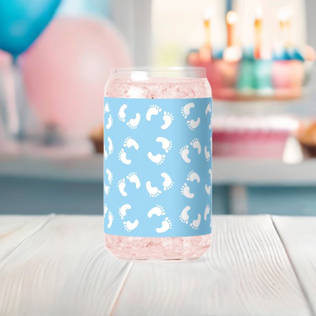 Verre Canette Empreintes bébé, Pied bébé, Marches, Bleu, Garçon (Insitu (Baby Shower))