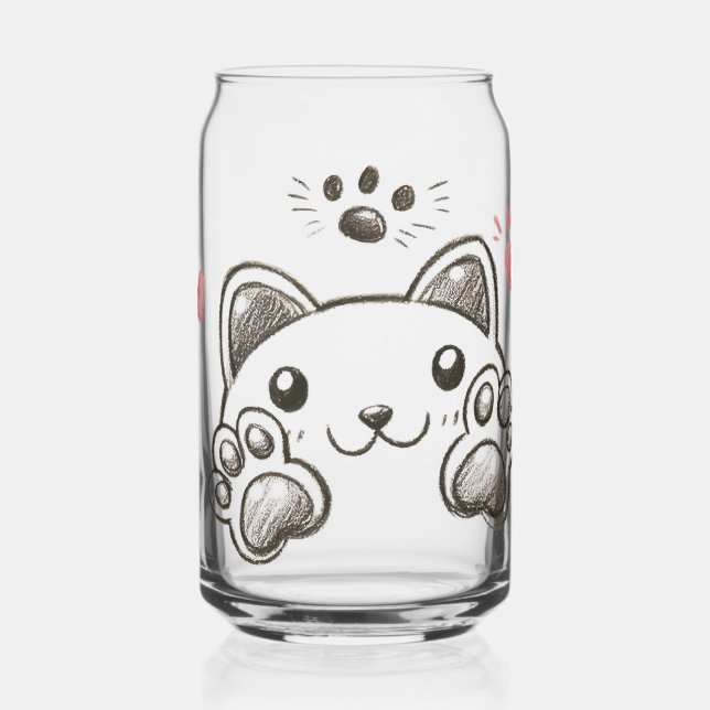 Verre Canette empreintes de chat (Recto)