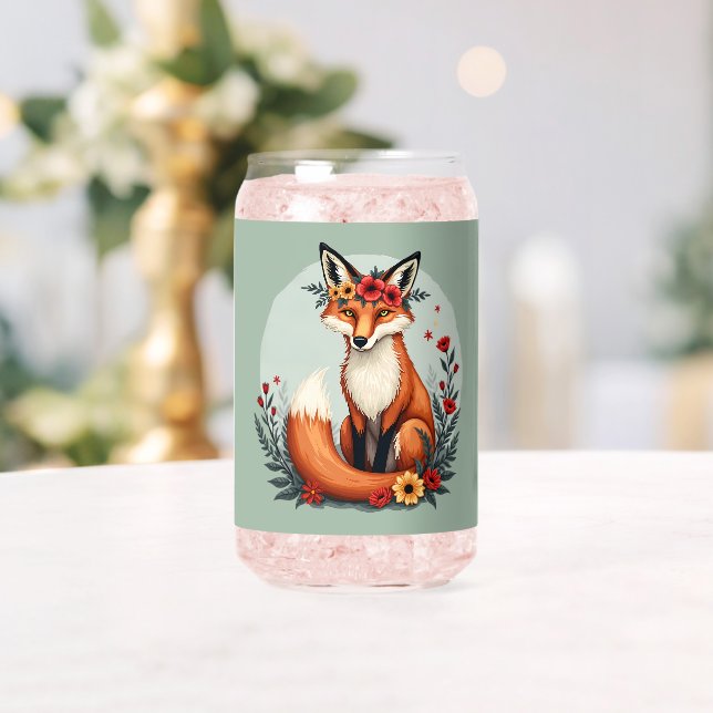 Verre Canette Enchanter Floral Fox Woodland Folk Art (Insitu (Mariage))