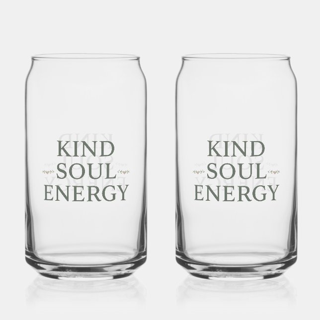 Verre Canette Énergie d'âme gentille propre et simple (Recto)