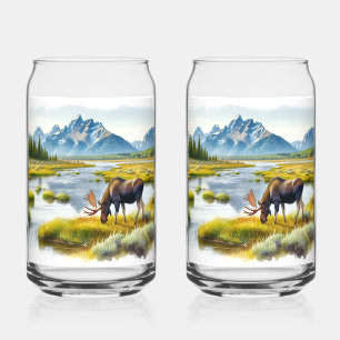 Verre Canette Ensemble de boissons en aquarelle numérique d'orig