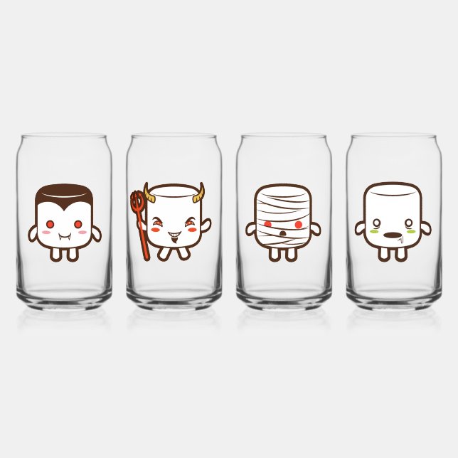 Verre Canette Ensemble de marshmallows de monstres mignons et ef (Recto)