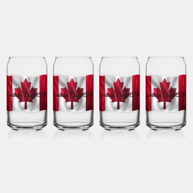 Verre Canette Ensemble de vaisselle avec drapeau du Canada (Recto)