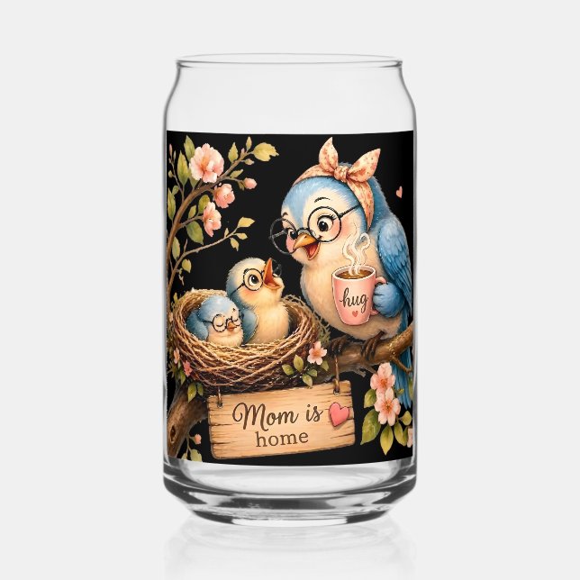 Verre Canette Ensemble de vaisselle noir 'Maman est à la maison' (Recto)