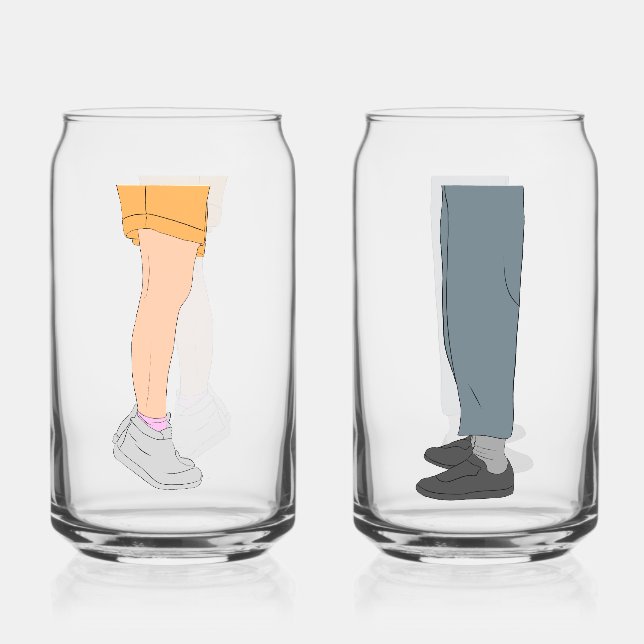 Verre Canette Ensemble de vaisselle pour couple avec une différe (Recto)