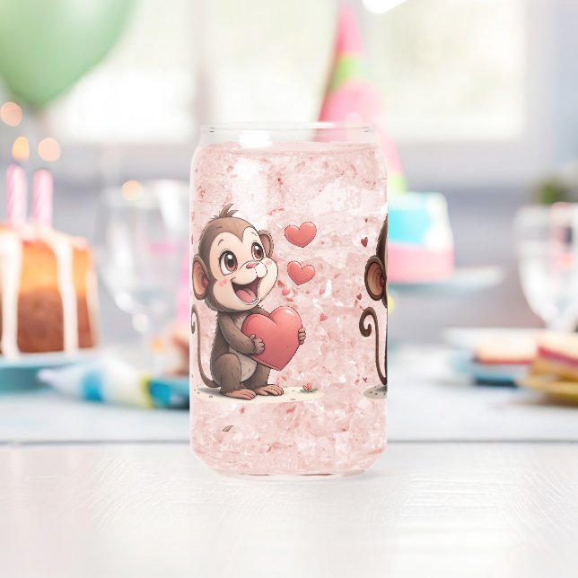 Verre Canette Ensemble de vaisselle singe amour coeurs rouges  (Insitu (Anniversaire))
