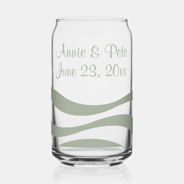 Verre Canette Ensemble mariage Couple Green Seafoam Waves Drinkw (Recto)