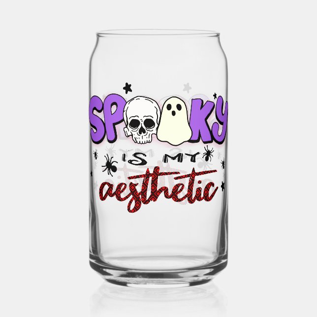 Verre Canette Épouvantable est mon esthétique - Crâne et fantôme (Recto)