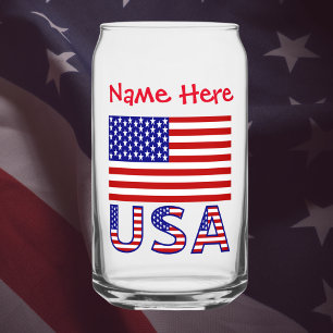 Verre Canette États-Unis d'Amérique Drapeau Amérique Rouge Perso