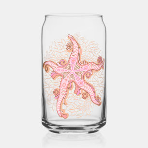Verre Canette Étoiles de mer et motif pastel rose corail
