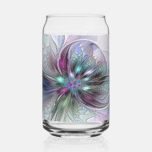 Verre Canette Fantaisie Abstraite Moderne Fleur Fractale Colorée