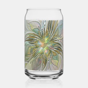 Verre Canette Fantaisie florale Art fractal moderne Fleur avec o