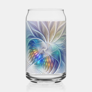 Verre Canette Fantaisie florale, fleur fractale abstraite coloré