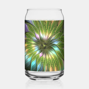 Verre Canette Fantaisie florale fractale d'art coloré lumineux
