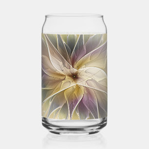 Verre Canette Fantaisie florale or aubergine Art fractal abstrai