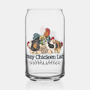 Verre Canette Fantastique ferme de dame de poule fou