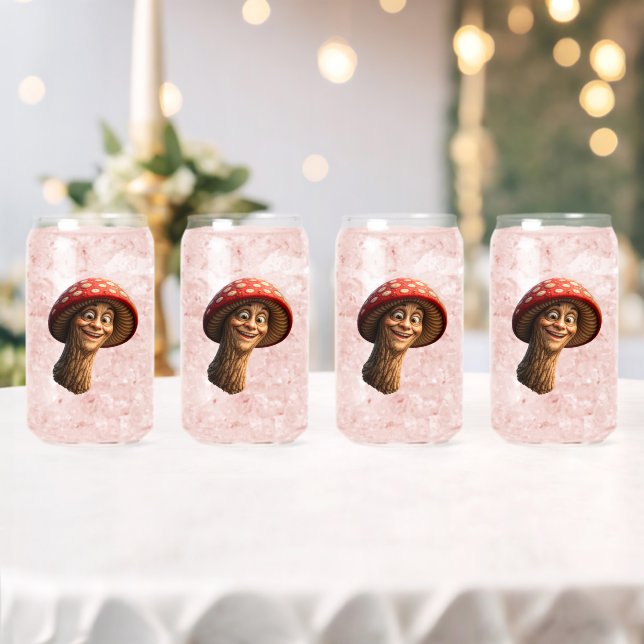 Verre Canette Fantasy mischief double sided smiling magic mushro (Insitu (Mariage))