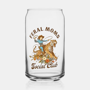 Verre Canette Feral Mom Social Club Funny Retro Boho Cowgirl