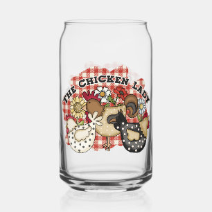 Verre Canette Ferme de la dame de poulet amusante