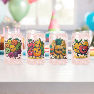 Verre Canette festa des fruits dansant joyeusement