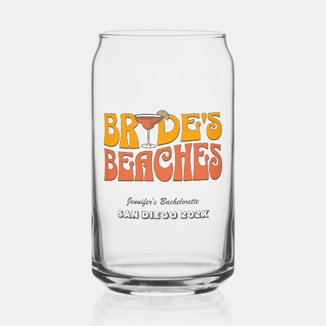 Verre Canette Fête de célibataire sur la plage Mariée branchée d (Recto)