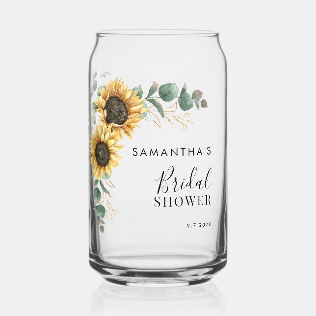 Verre Canette Fête de douche nuptiale avec verdure florale de to (Recto)