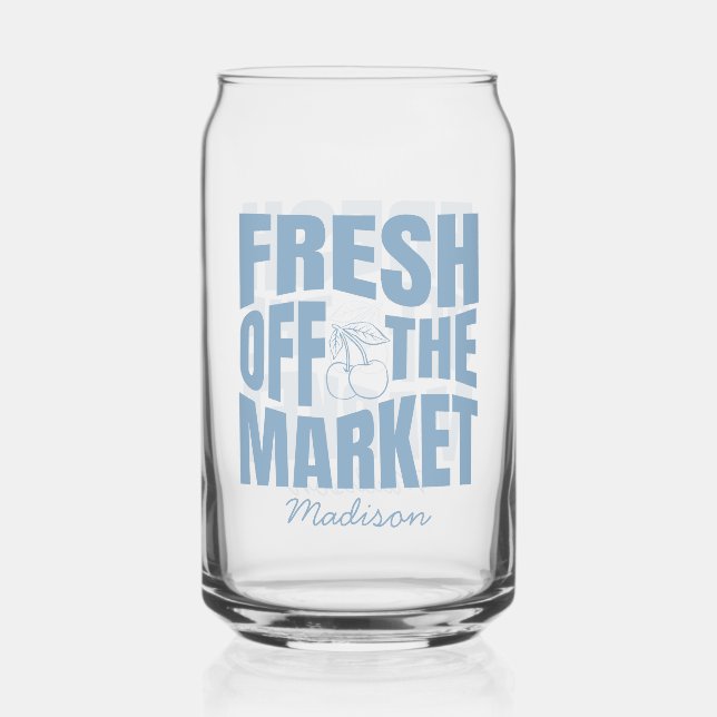 Verre Canette Fête de mariage bleu frais de marché capricieuse (Recto)