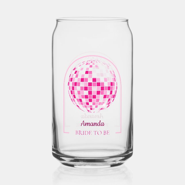 Verre Canette Fête de mariage disco rose vif (Recto)