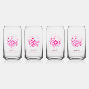 Verre Canette Fête de mariage disco rose vif