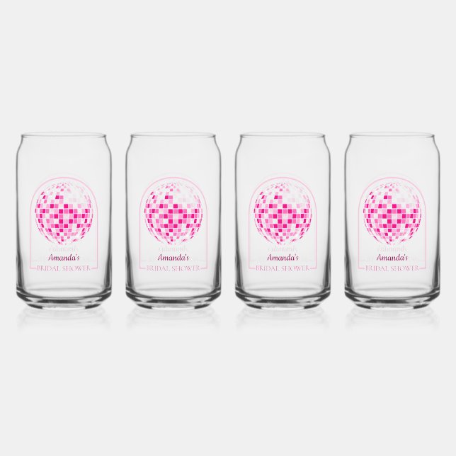 Verre Canette Fête de mariage disco rose vif (Recto)
