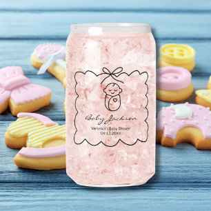 Verre Canette Fête de Naissance Moderne Bébé Mignon et Nœud Papi