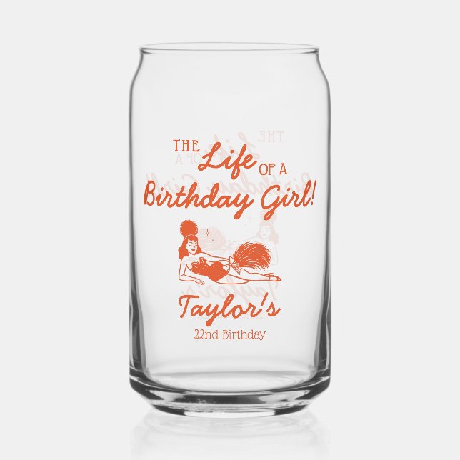 Verre Canette Fête d'une Fille d'Anniversaire (Recto)