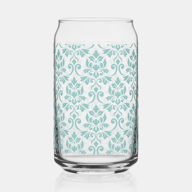Verre Canette Feuille Damask Teal Pattern (Recto)
