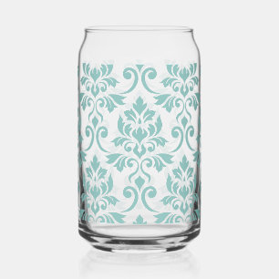 Verre Canette Feuille de Damas sarcelle grand motif