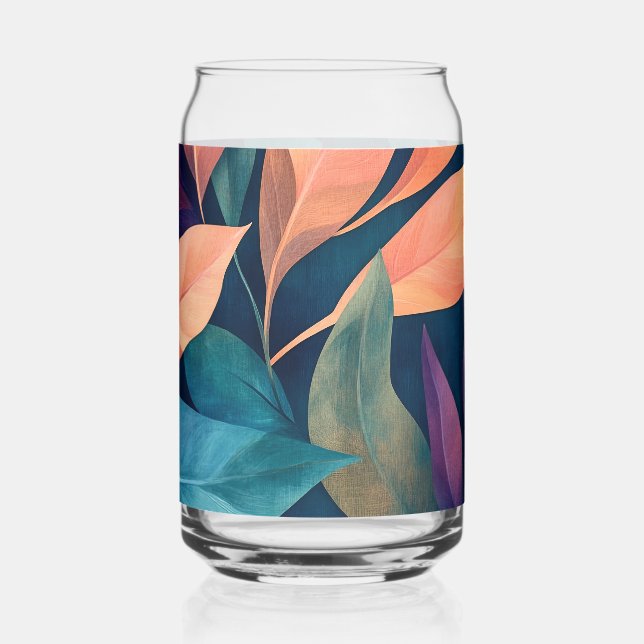 Verre Canette Feuilles Abstraites Colorées (Gauche)